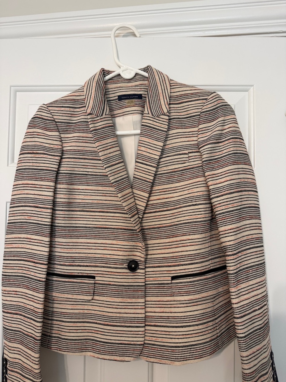 Tommy Hilfiger Striped Blazer in Pink, Black and Cream